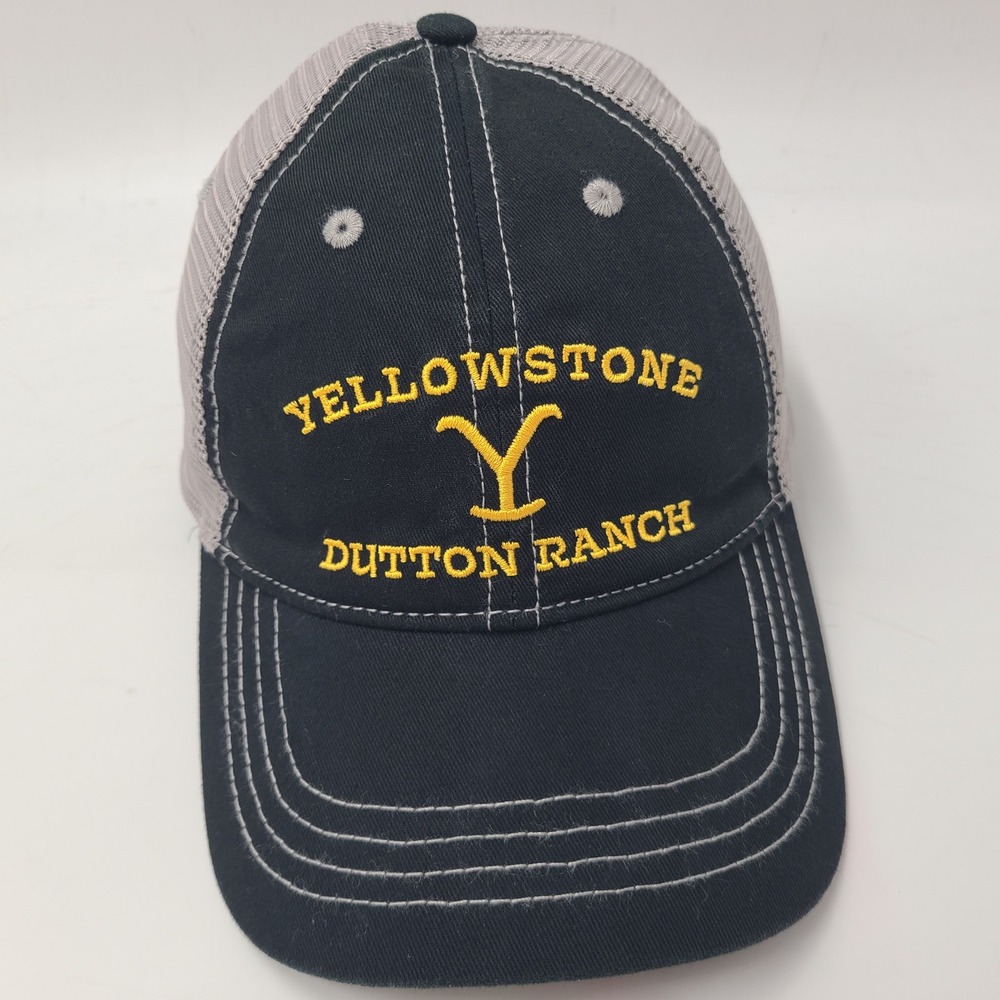 Yellowstone Hat Adjustable Trucker Mesh Black Gray Dutton Ranch TV Show Logo Men
